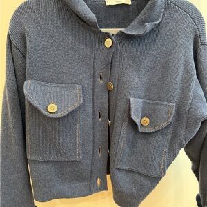 Mango Navy Knit Sweater